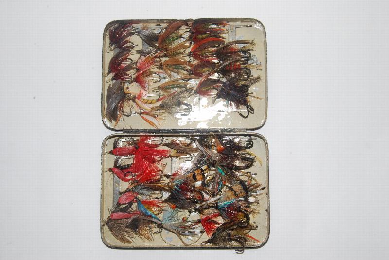 Image for 4 in.  MALLOCH 60-Clip  Trout Fly  Box with 60  Gut-Eyed Trout & Salmon Flies & Gut Leaders